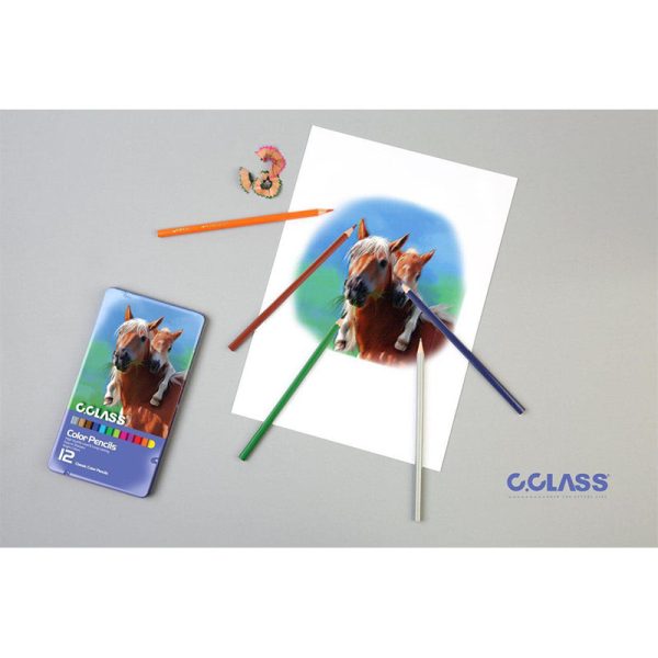 مداد رنگی های 12 رنگ سی کلاس با جعبه فلزی