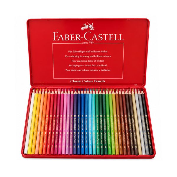 مداد رنگی 36 رنگ فابر کاستل Classic Colour جعبه فلزی