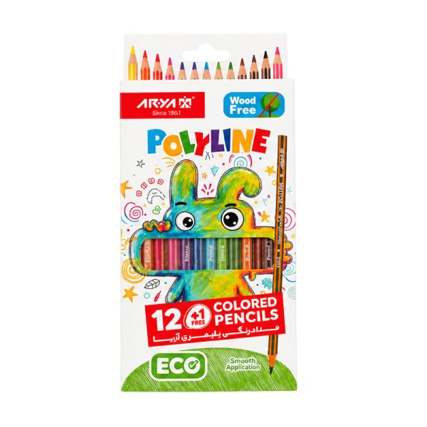 مداد رنگی 12 رنگ آریا مداد رنگی 12+1 رنگ آریا مدل Polyline