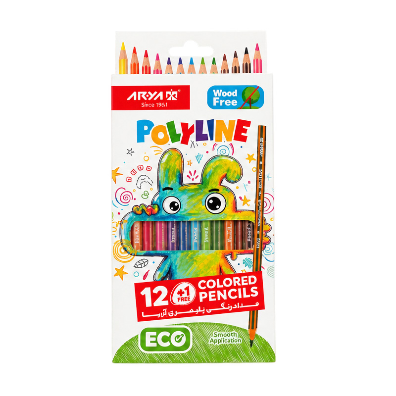 مداد رنگی 12+1 رنگ آریا مدل Polyline